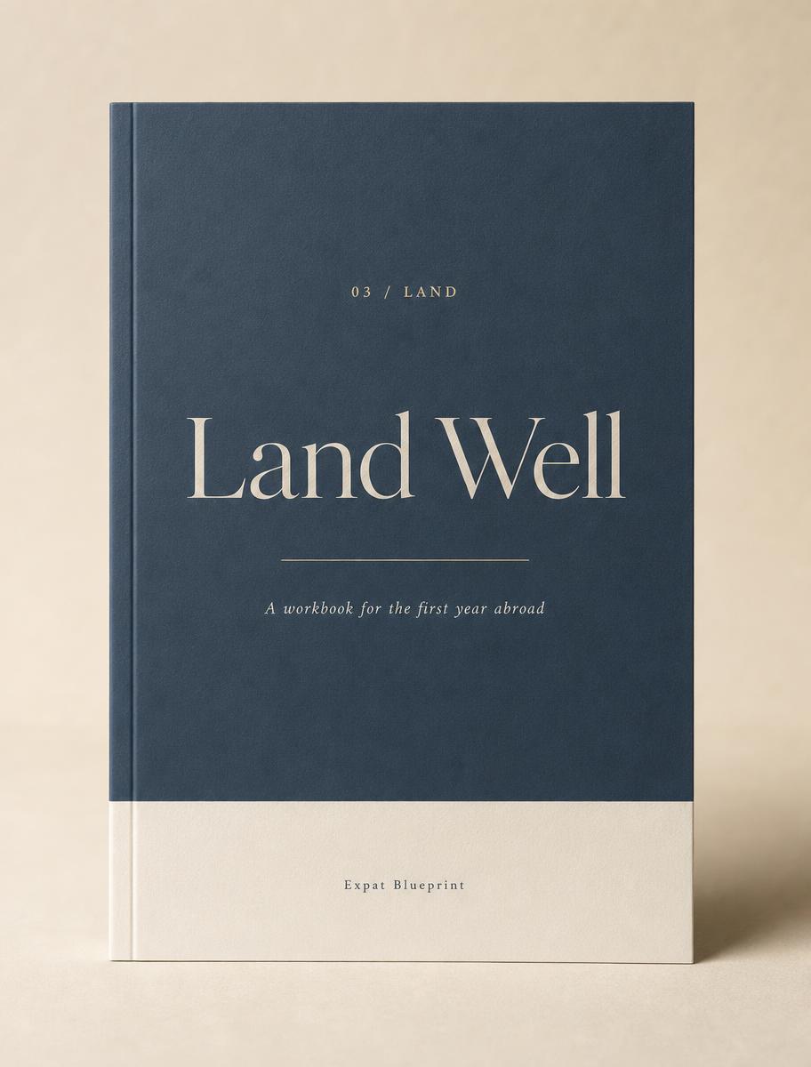 Cover of Land Well, a digital workbook from Expat Blueprint