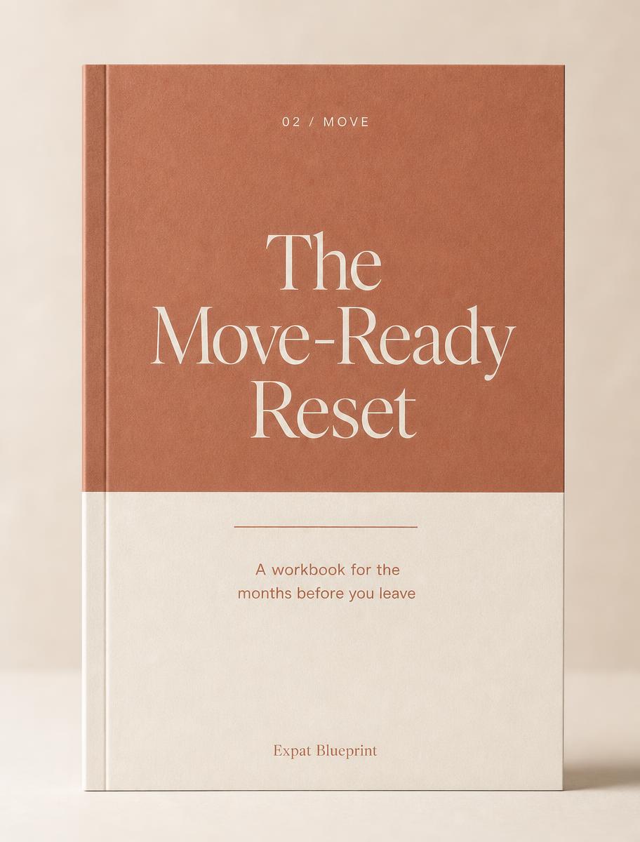 Cover of The Move-Ready Reset, a digital workbook from Expat Blueprint